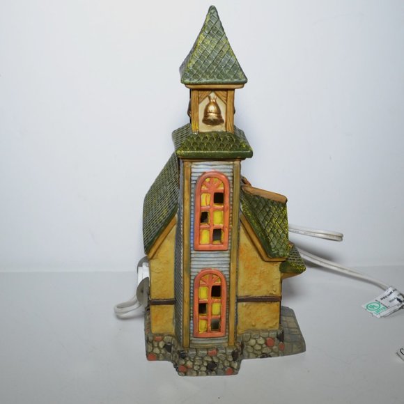 Harvest Hand Painted Porcelain Lighted Church Fall Decor - Picture 4 of 7